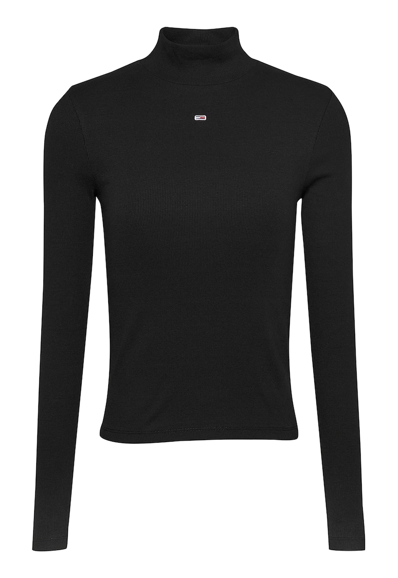 Bluza slim fit din amestec de bumbac - Negru