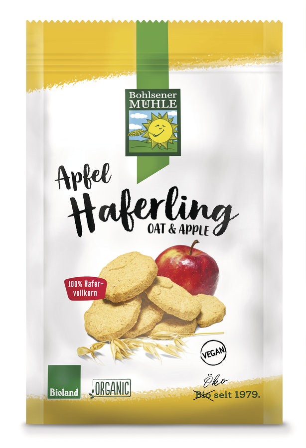 Oferte la Haferling biscuiti bio crocanti din ovaz cu mere, 125g Bohlsener Muhle
