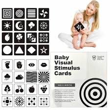 Set 16 Carduri Stimulare Vizuala Bebe 0 - 3 luni Cartonase Flash Bebelusi Cu 32 Imagini Alb Negru