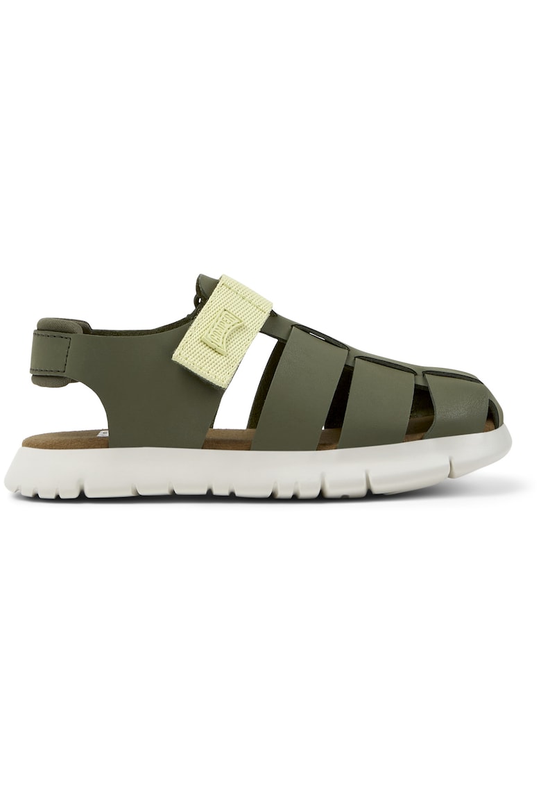 Sandale fisherman de piele cu velcro - Verde