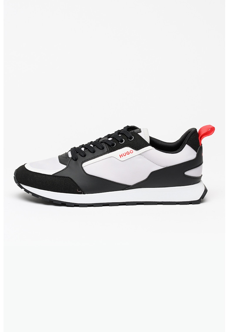 Pantofi sport cu insertii din material textil Icelin Runn - Alb/Negru/Gri deschis
