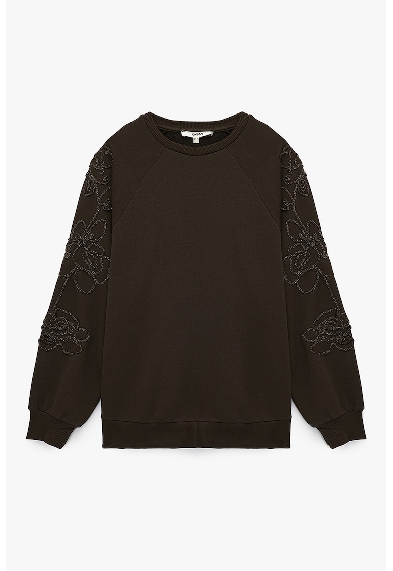 Bluza de trening cu decoratii pe maneci - Maro inchis