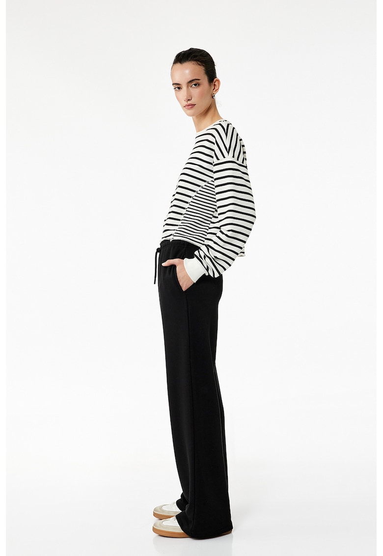 Pantaloni relaxed fit cu snur pentru ajustare - Negru
