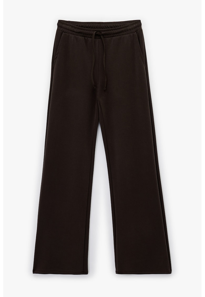 Pantaloni de trening din amestec de lyocell cu snururi - Maro inchis