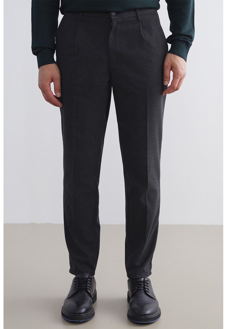 Pantaloni uni cu buzunare oblice - Gri antracit