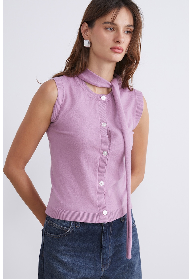 Pulover fara maneci cu nasturi - Lila