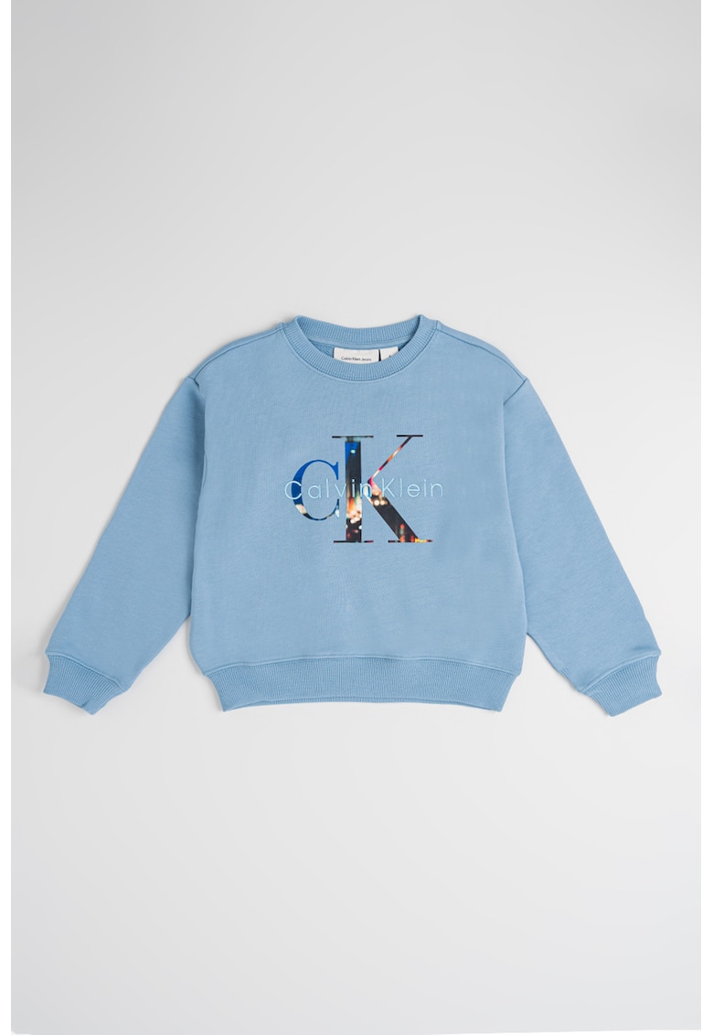 Bluza de trening cu imprimeu logo - Albastru prafuit