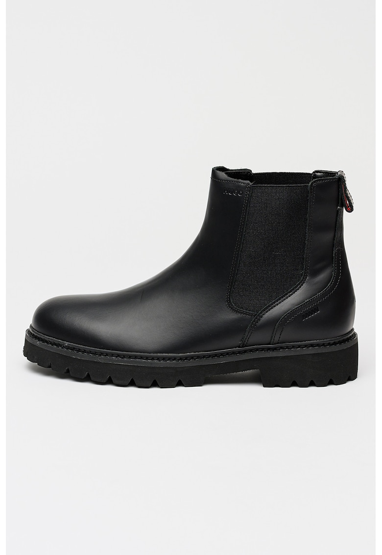 Ghete Chelsea din piele cu segmente din material sintetic Draven - Negru