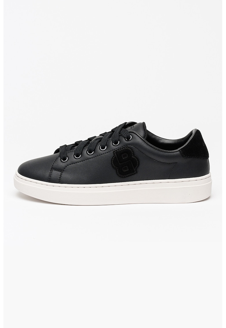 Pantofi sport de piele cu aplicatie monograma Kieran - Negru
