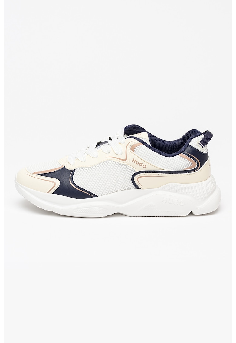 Pantofi sport cu logo Leon - Alb/Bleumarin