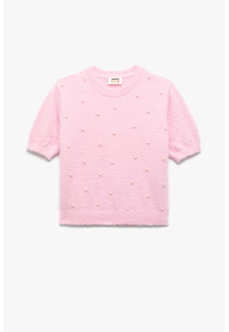 Pulover cu perle sintetice - Roz pastel