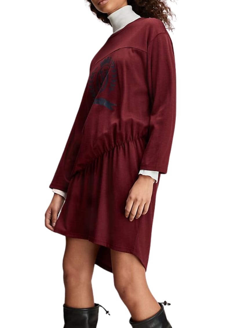 Rochie dama oversize  visiniu - bumbac si viscoza - deasupra genunchiului - maneci scurte -