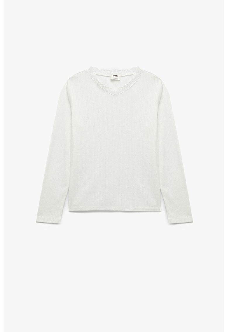 Bluza uni cu decolteu in V - Alb