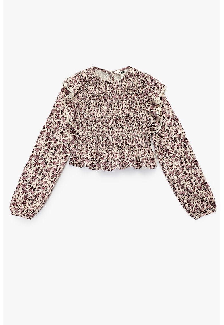 Bluza cu volane - Rosu stins/Bej deschis