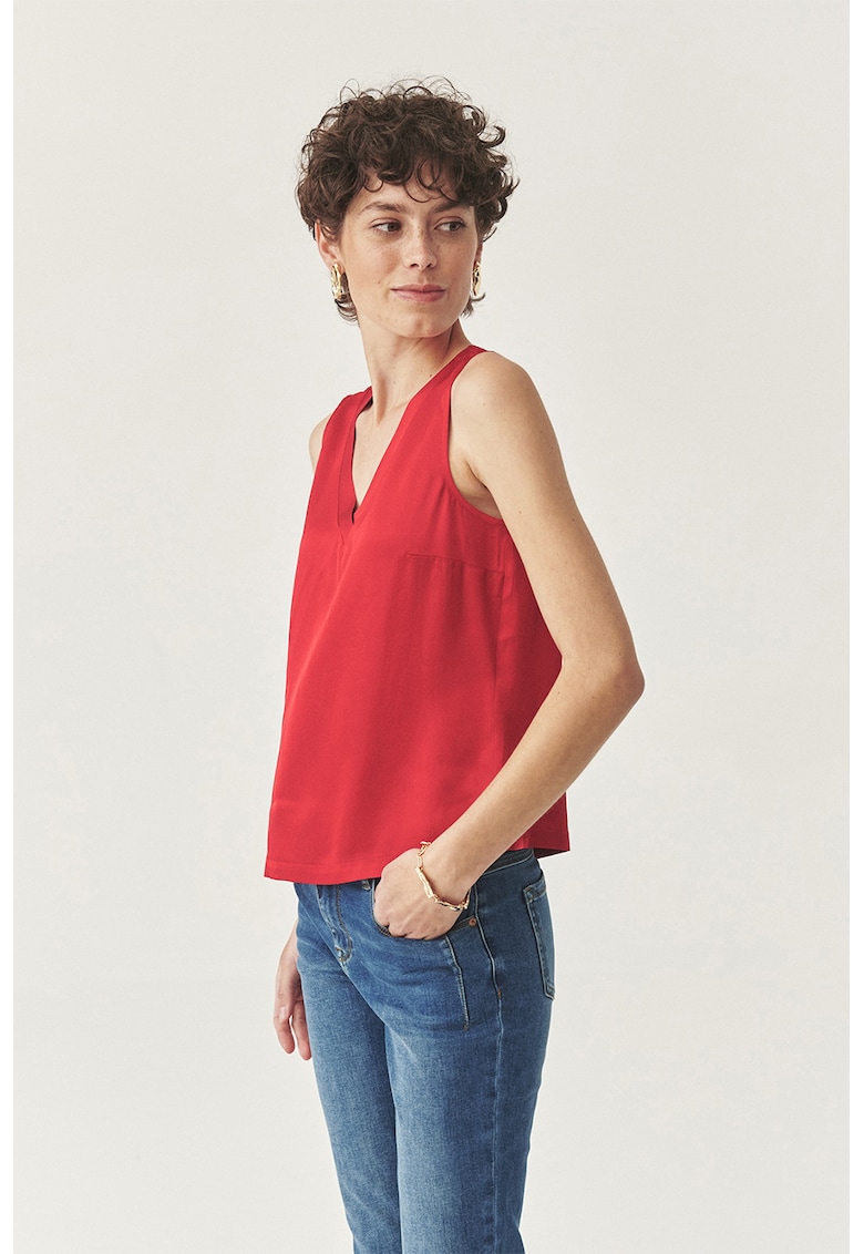 Bluza cu decolteu in V - Coral