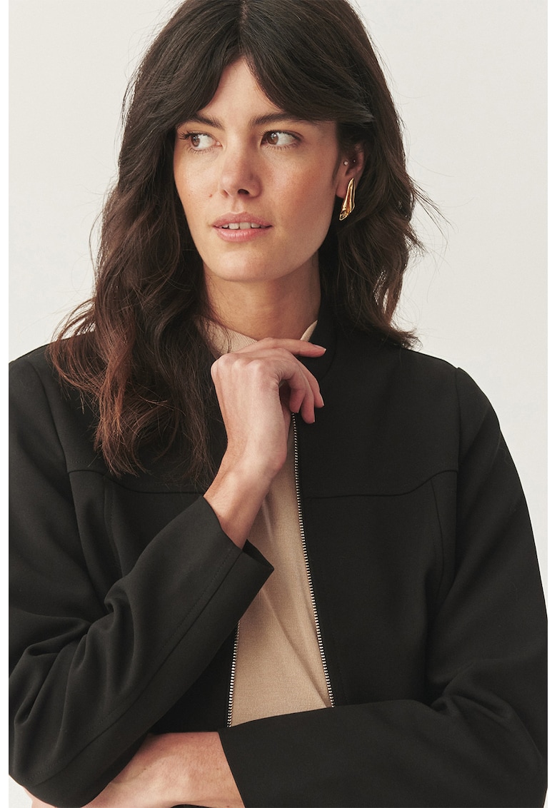 Jacheta slim-fit cu fermoar - Negru