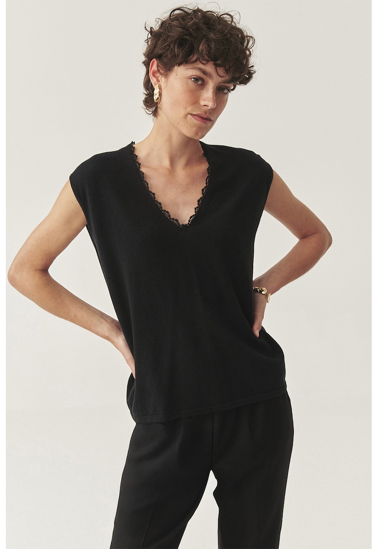 Bluza uni cu decolteu in V - Negru