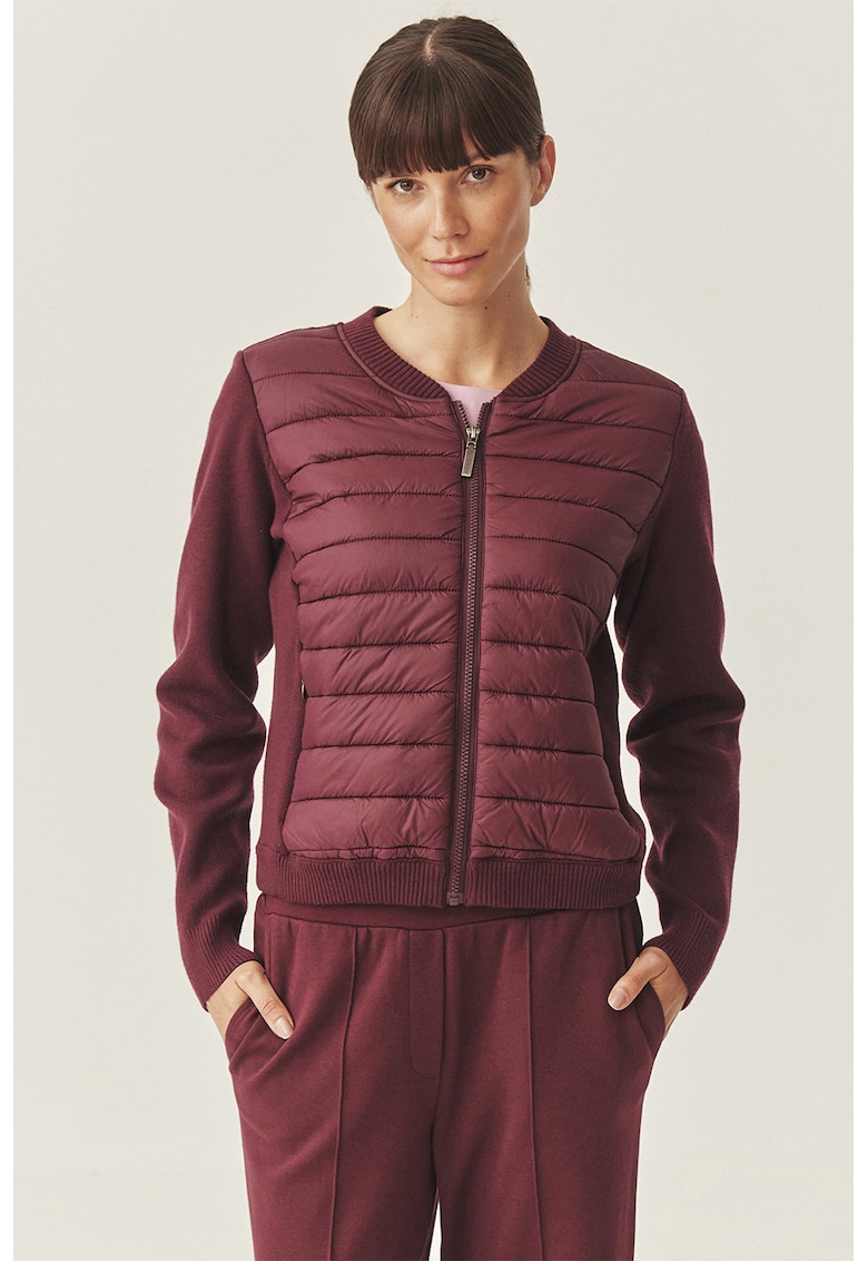 Cardigan cu segmente matlasate - Violet pruna