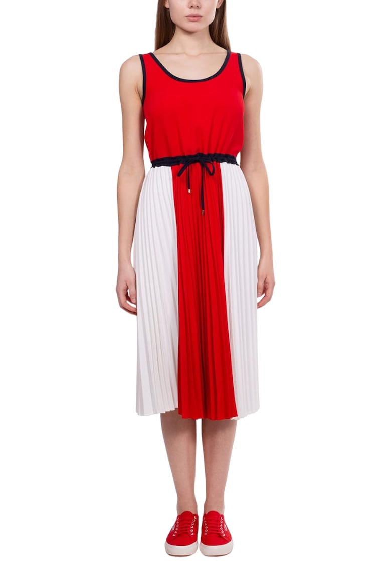 Rochie midi cu pliuri - Multicolor