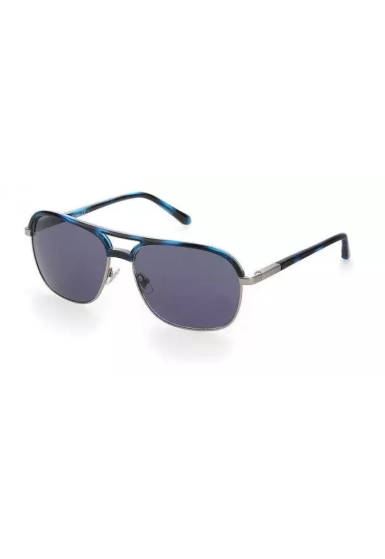 Ochelari de soare barbati metalici - argintii si albastri - lentile gri - 58x15x140mm