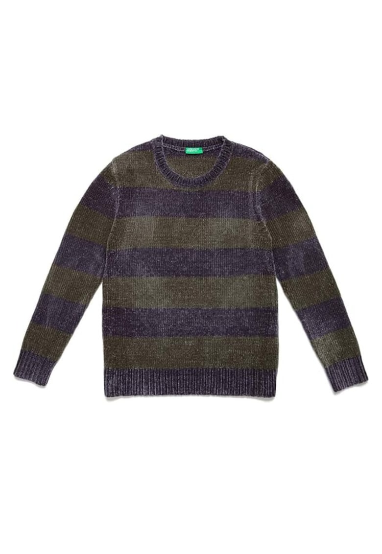 Pulover copii Benetton - dungi - albastru-verde - poliester - set 1-2 ani -
