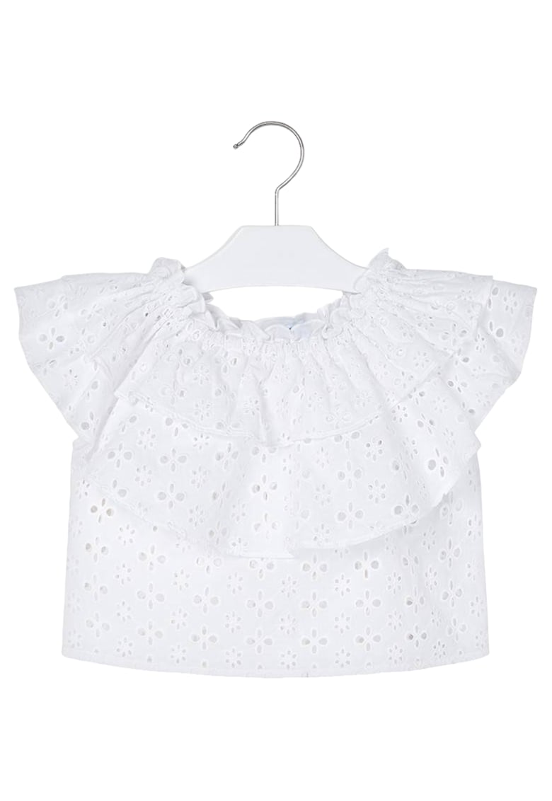 Tricou copii -  alb - bumbac - broderie - maneca scurta