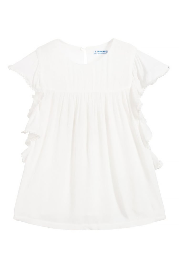 Tricou pentru copii  bumbac - cu volane - crem