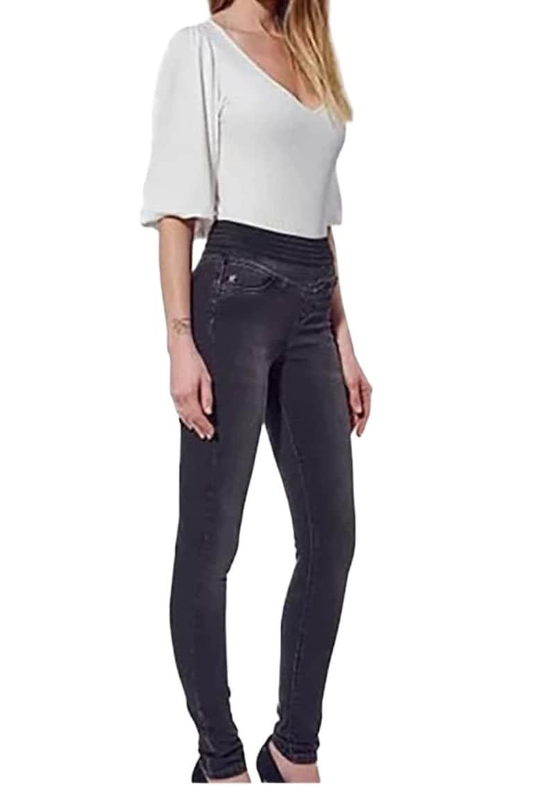 Pantaloni jeggings dama  negru - talie inalta - lungi - bumbac -
