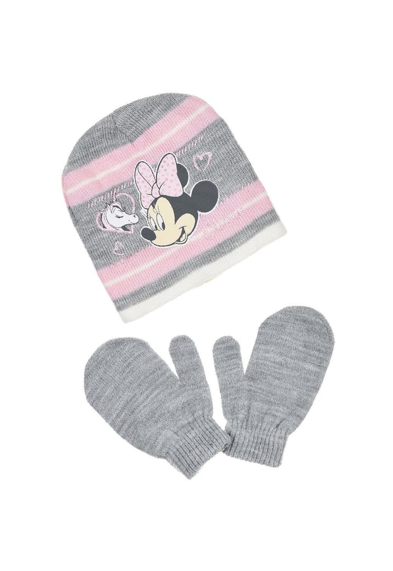 Set Caciula si Manusi  Myszka Minnie - Acril - gri -