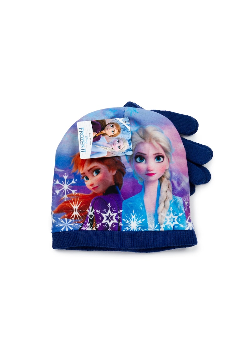 Set Caciula/Manusi copii -  Frozen II - acril - bleumarin -