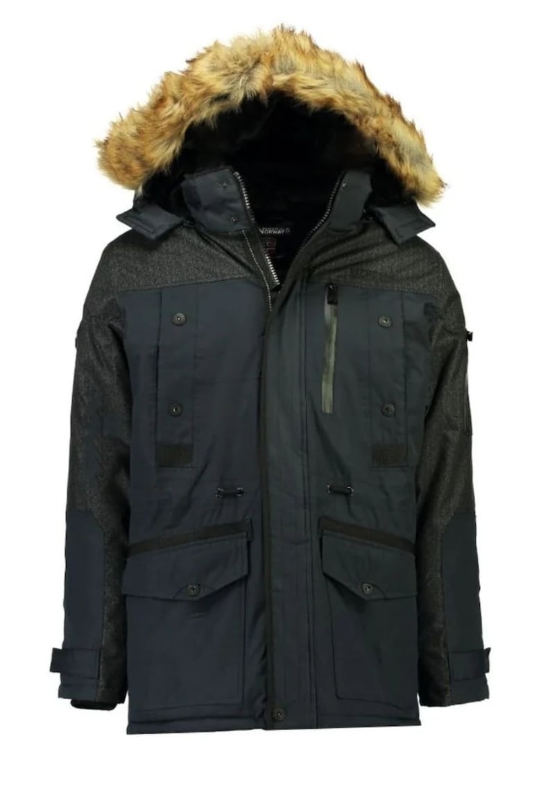 Jacheta parka de iarna  bleumarin - cu gluga detasabila - 100% poliester - pentru barbati