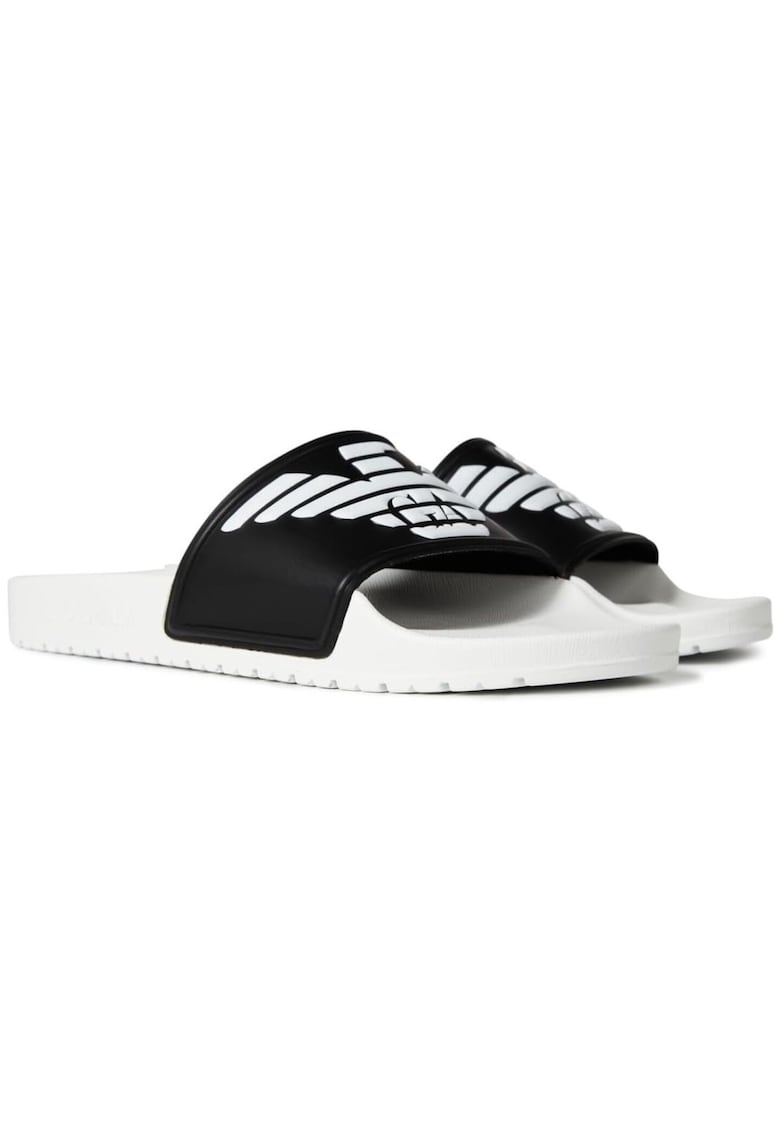 Slapi unisex -  Sintetic - Alb/Negru -