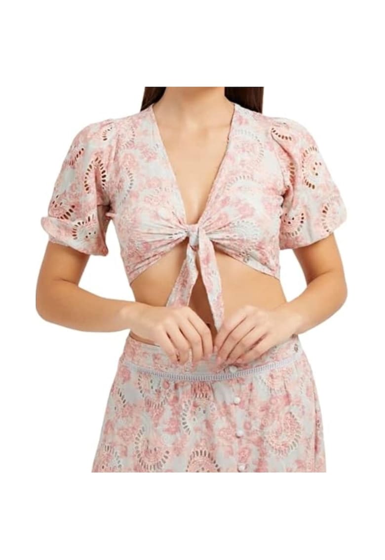 Top dama -  Bumbac - Verde/Roz