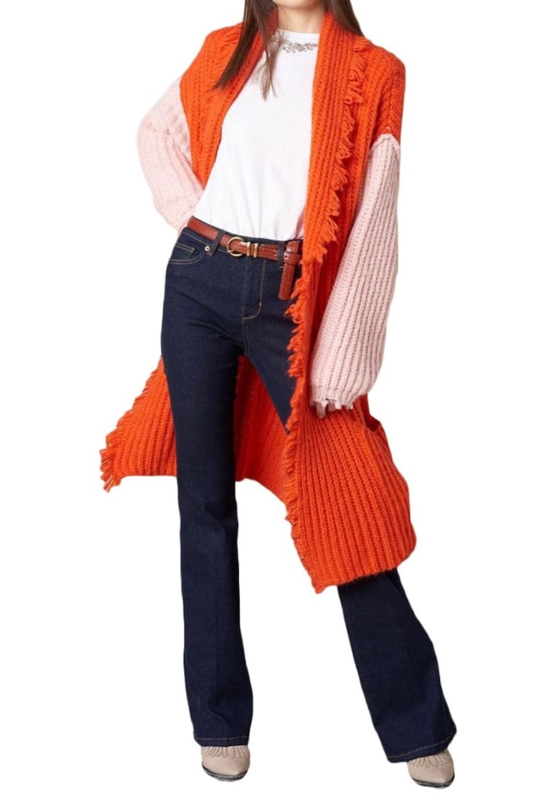 Cardigan Dama -  Nylon/Viscoza - Portocaliu -