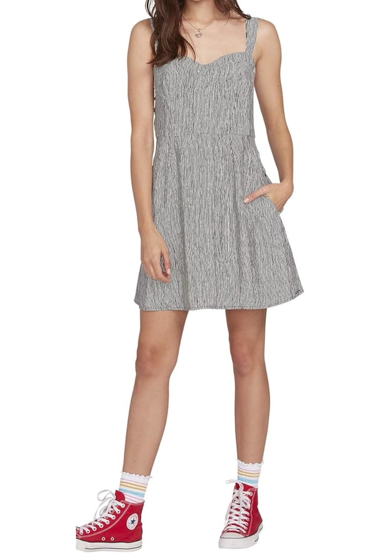Rochie scurta cu bretele -  Poliester - Bej -