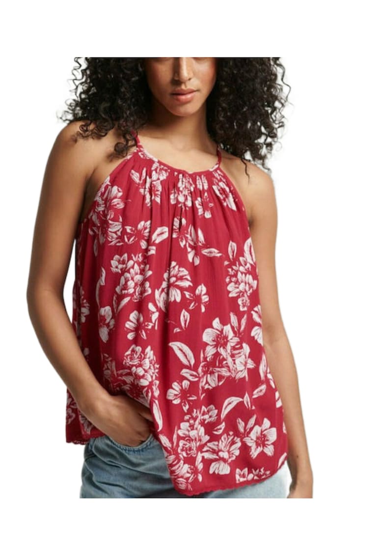 Maiou dama Superdry Vintage Beach Cami Top - viscoza - Rosu