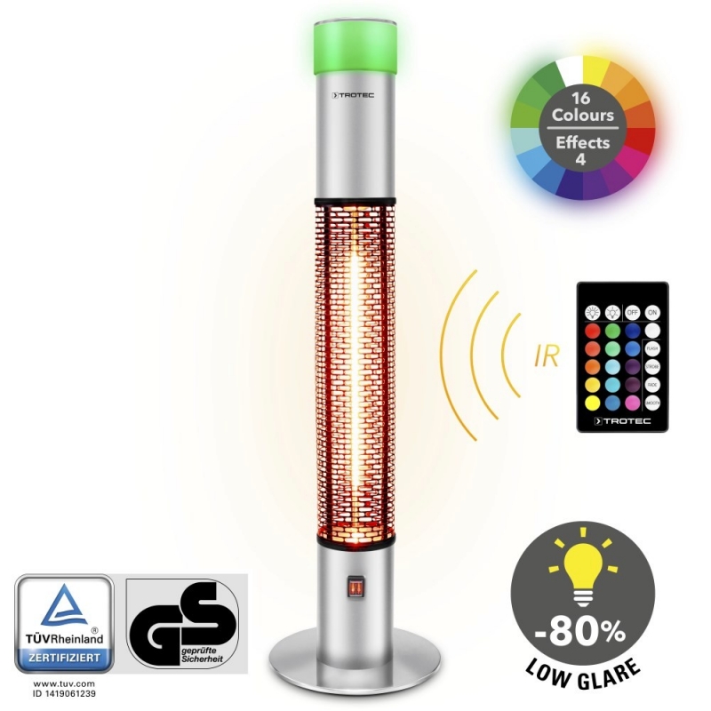Radiator cu infrarosu pentru terase IRS1500E  Lumina LED 16 culori  Putere 1500W  Telecomanda