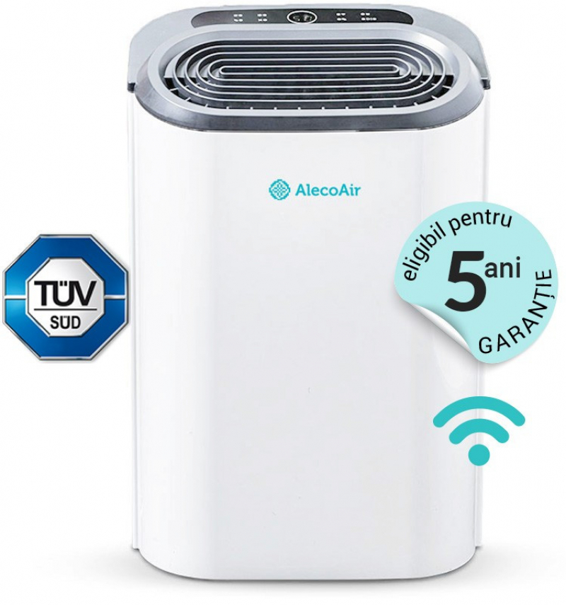 Dezumidificator si purificator cu consum redus de energie AlecoAir D22 PURIFY  22 l /24h WiFi  HEPA  Ionizare  Uscare Rufe