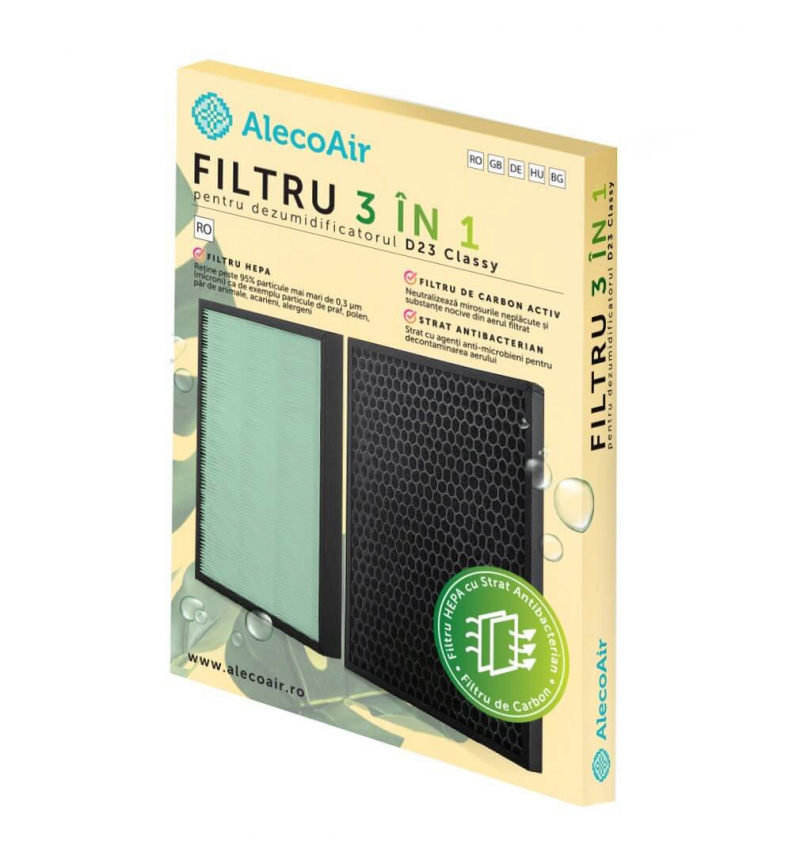 Filtru 3-in-1 pentru dezumificator AlecoAir D23 Classy cu HEPA  Carbon Activat si Strat Antibacterian