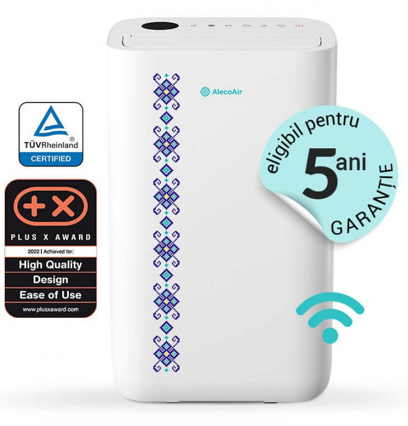 Dezumidificator si Purificator AlecoAir D25 TRADITIO  25L/zi  Pentru 60mp  WiFi  LED UV-C  Ionizare  TRUE HEPA  Carbon