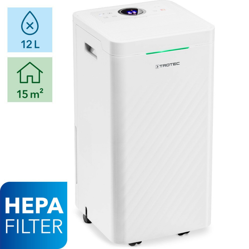 Dezumidificator si Purificator de aer TROTEC TTK27 HEPA  12 l/zi  90 m3/h  Senzor umiditate   Filtru HEPA  Higrostat