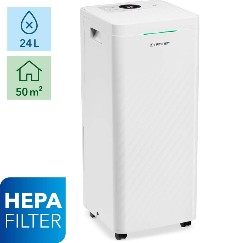 Dezumidificator si Purificator de aer TROTEC TTK 64 HEPA  24 l/zi  130 m3/h  Senzor umiditate  Filtru HEPA  Higrostat