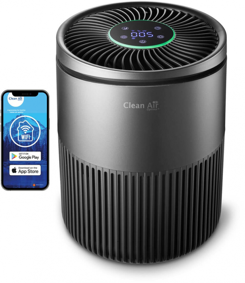 Purificator de aer CleanAir Optima CA 503T  Wi-Fi  Ionizare  Lampa UV-C  Filtru TRUE HEPA  Carbon Activ  Difuzor aroma