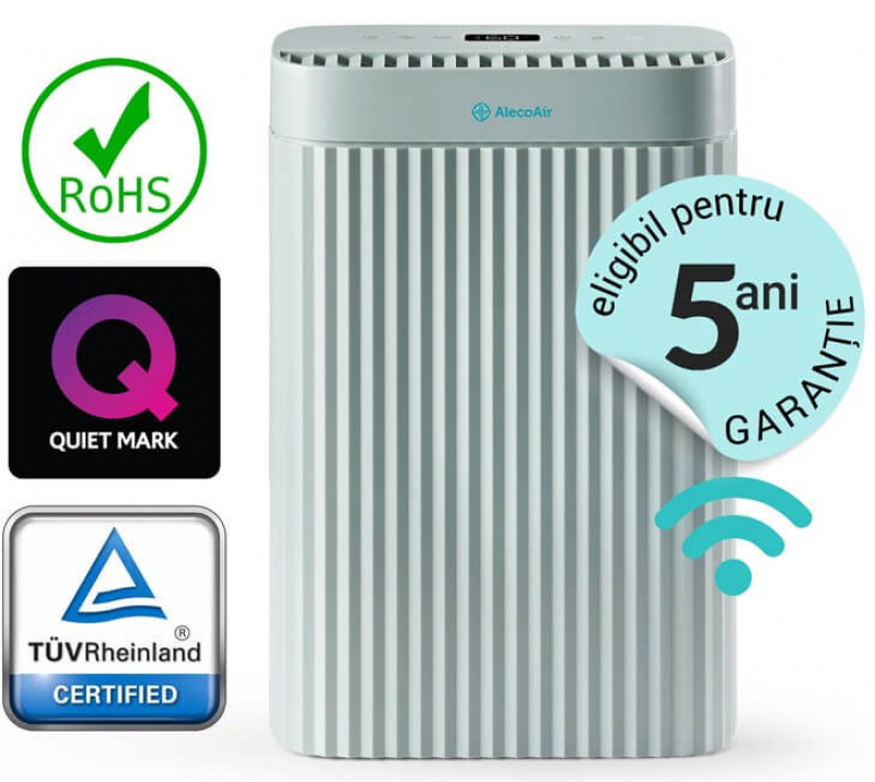Dezumidificator si Purificator AlecoAir D14 ARIO Olive 12 l /24h  WiFi  Lampa UV-C  Ionizare  TRUE HEPA + Carbon  Uscare Rufe