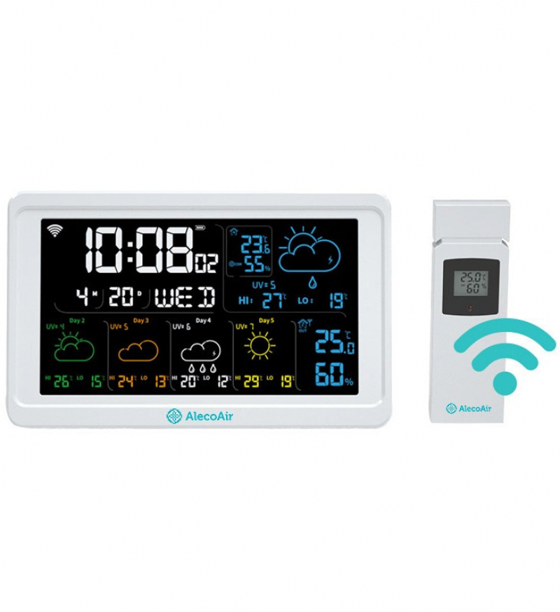 Statie meteo AlecoAir M40 Clima  WiFi  Asistenti vocali  Meteo  Alarma  Masurare temperatura  umiditate  factor UV