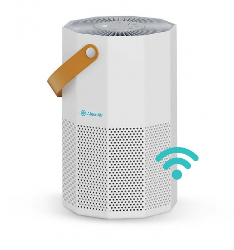 Purificator de aer AlecoAir P25 ROUBIQ White  Wi-Fi  Lampa UV-C  Filtru True HEPA si Carbune Activ  Ionizare  PM 2.5