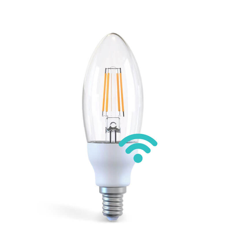 Bec LED inteligent cu WiFi AlecoAir BE14 Clear  Temperatura lumina reglabila  Control prin asistenti vocali