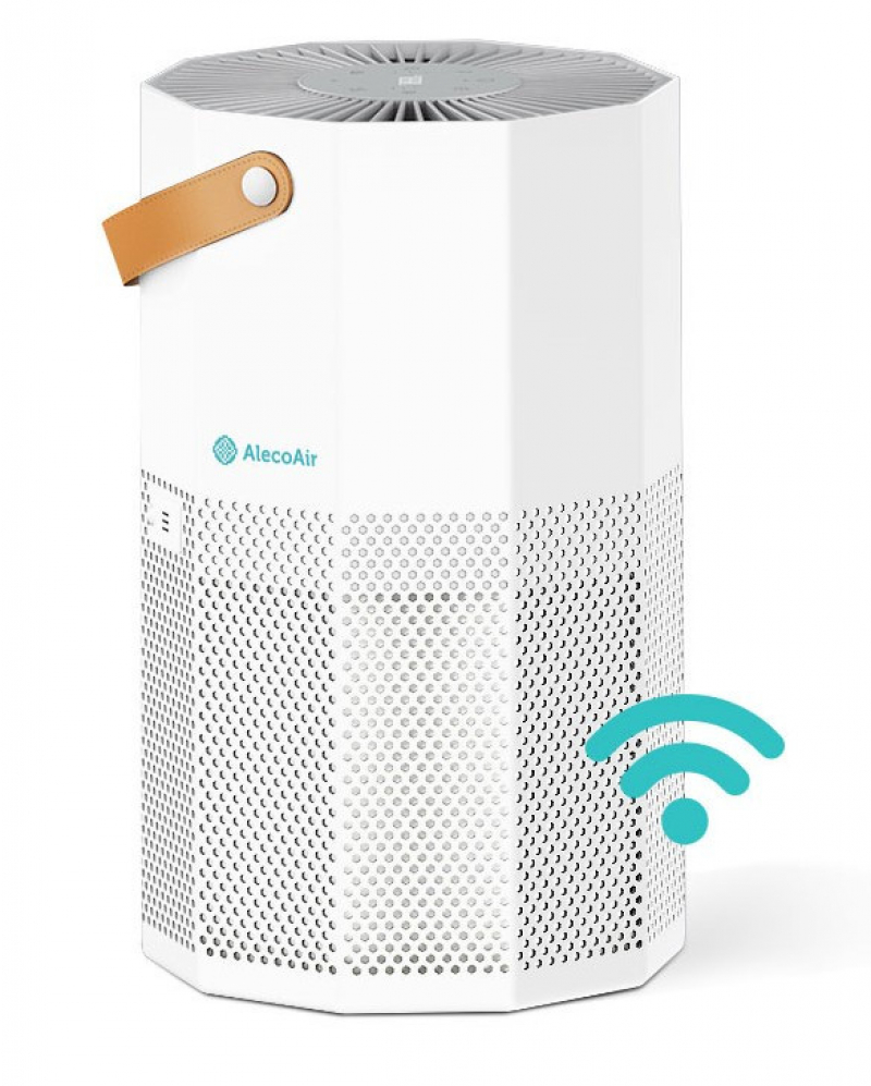 Purificator de aer AlecoAir P50 ROUBIQ White  Wi-Fi  Lampa UV-C  Filtru True HEPA si Carbune Activ  Ionizare  PM 2.5