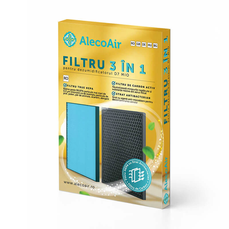 Filtru 2 in 1 TRUE HEPA si Carbon Activ cu Strat Antibacterian pentru Dezumidificatorul D7 Mio