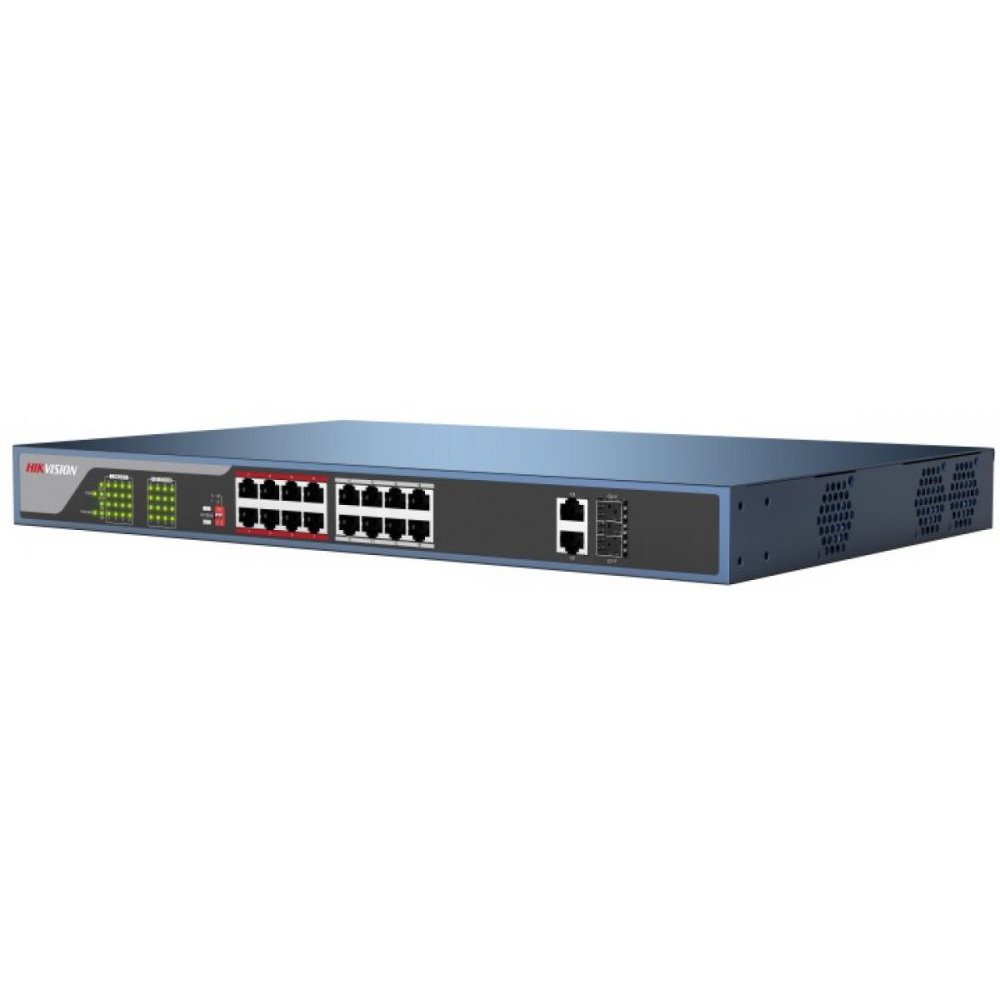 Switch 16 porturi PoE Hikvision DS-3E0318P-E, mod extended, 230W